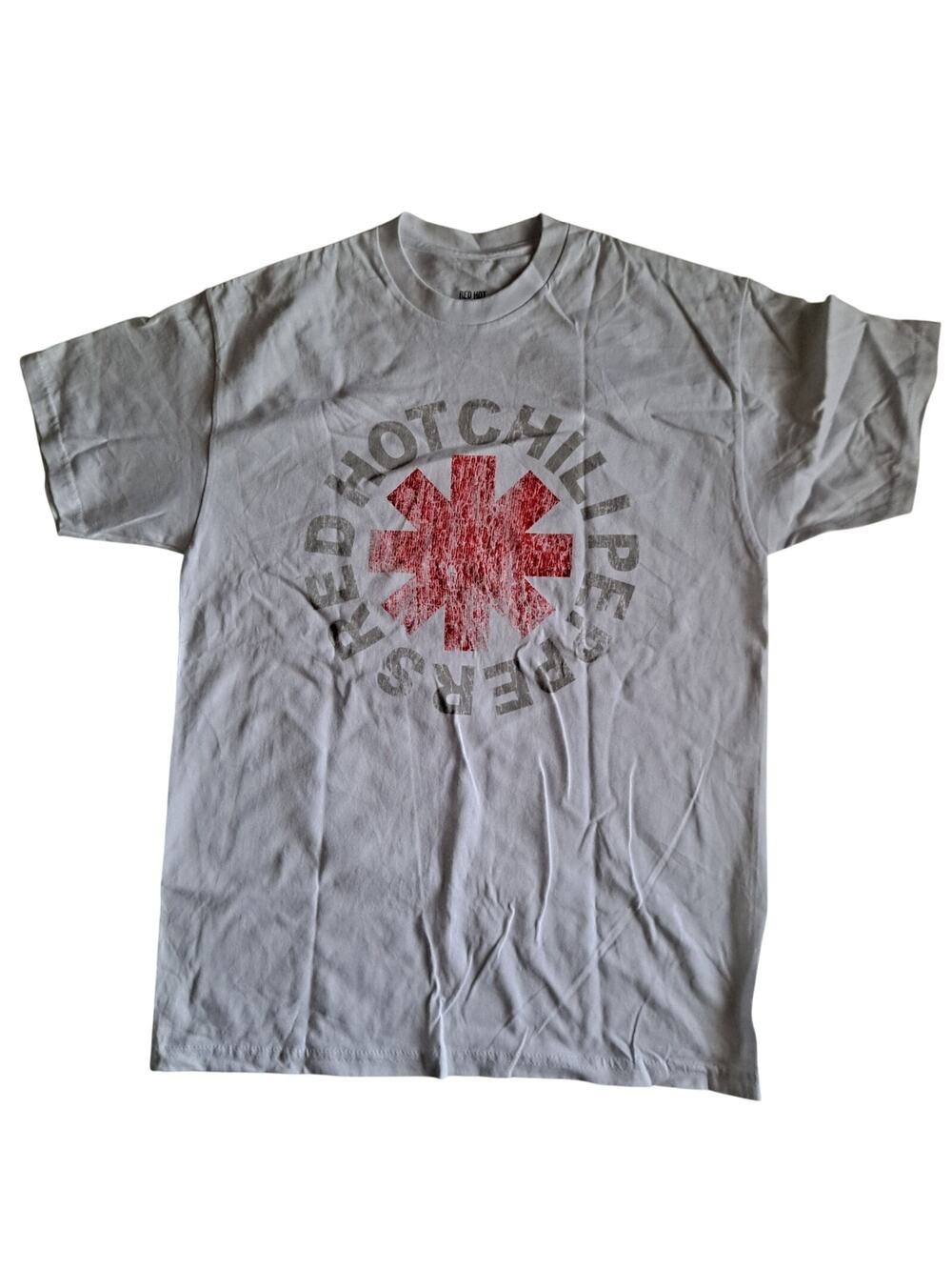 Red Hot Chili Peppers Distressed Graphic T-Shirt Funk Rock White Mens Sz SM NWOT